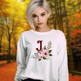 Camiseta Monograma Floral de Aestética de Queda Antiquada