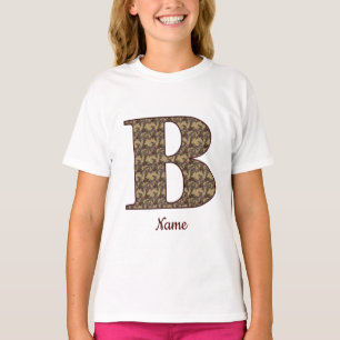 Camiseta Monograma Floral Inicial B Elegante Seu Nome
