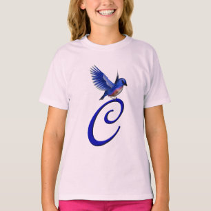 Camiseta Monograma Inicial Bluebird Elegante C 