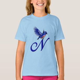 Camiseta Monograma Inicial Bluebird Elegante N 