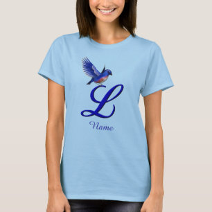 Camiseta Monograma Inicial Bluebird L Elegante Personalizad