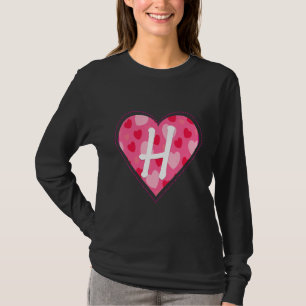 Camiseta Monograma Inicial Cuto - Letra H Padrão Cardíaco P