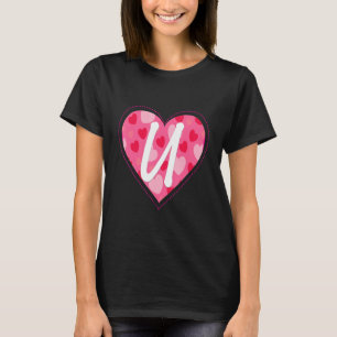 Camiseta Monograma Inicial Cuto - Letra U Padrão Cardíaco P
