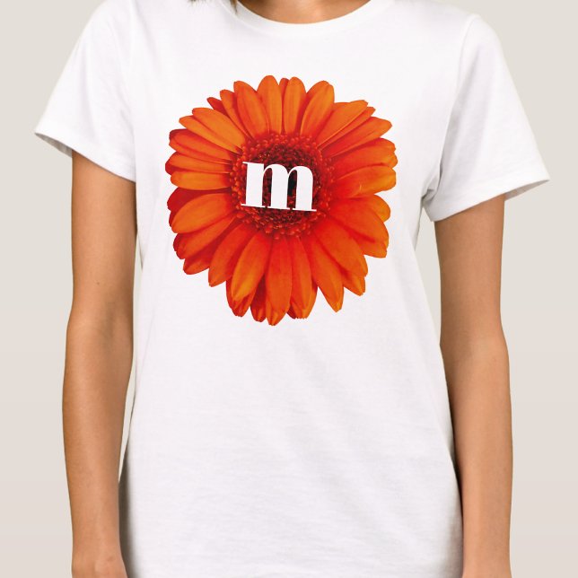 Camiseta Monograma Inicial de Gerbera Daisy (Criador carregado)