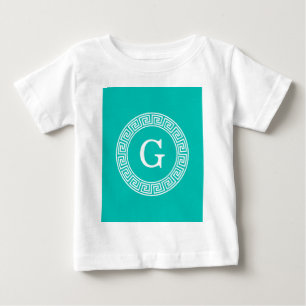Camiseta Monograma Inicial do Quadro-Chave Grego Teal What