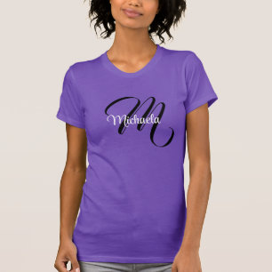 Camiseta Monograma inicial minimalista moderno nome rosa qu