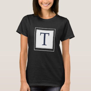 Camiseta Monograma - Letra alfabética Marinho inicial azul