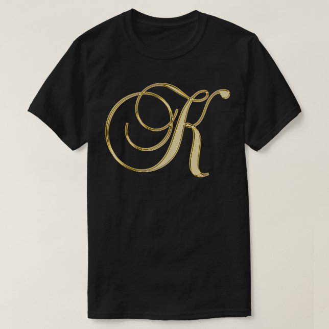 Camiseta Monograma - Letra inicial K Dourada (Frente do Design)