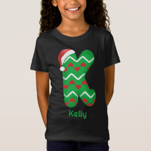 Camiseta Monograma - Letra K Nome Personalizado Natal