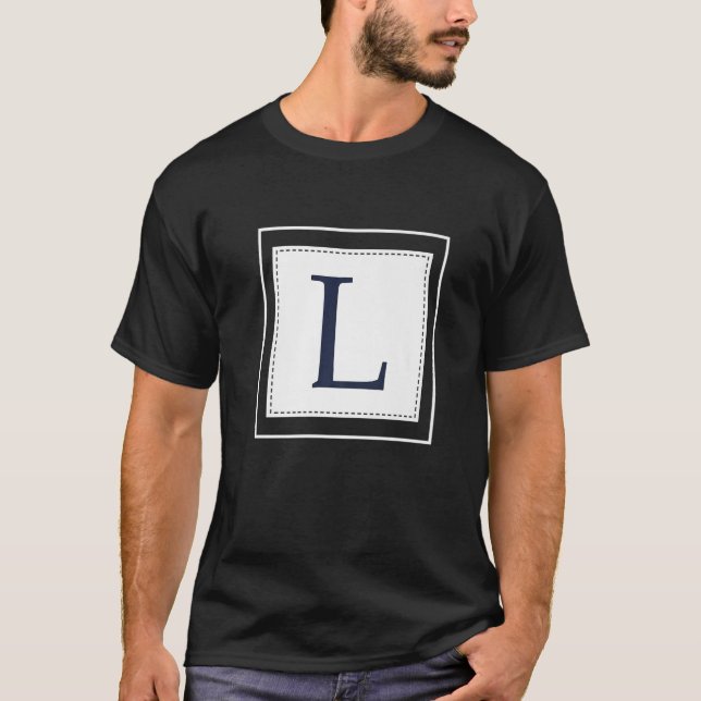 Camiseta Monograma - Letra L alfabética L Marinho inicial a (Frente)