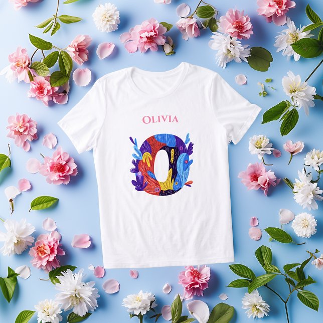 Camiseta Monograma - Letra O Presente Artístico de Aniversá (Criador carregado)