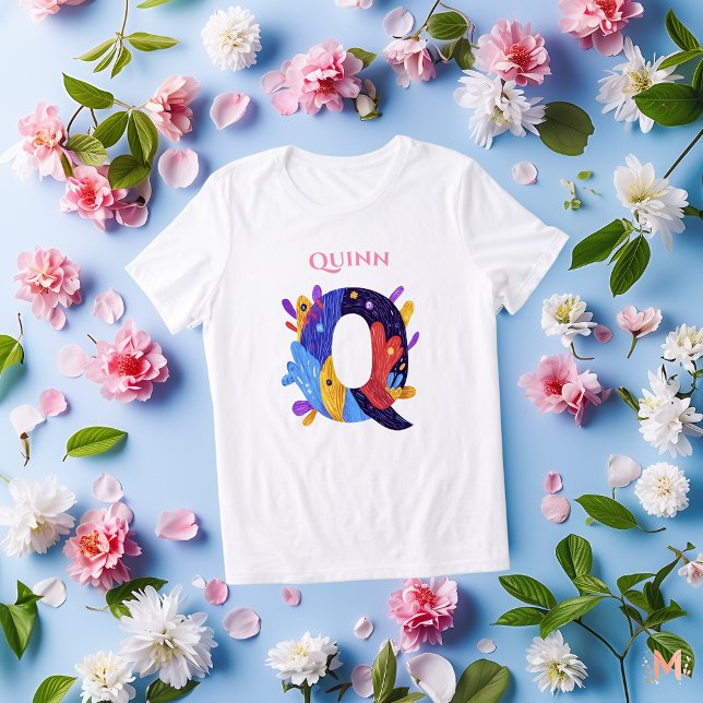 Camiseta Monograma - Letra Q Presente Artístico de Aniversá (Criador carregado)