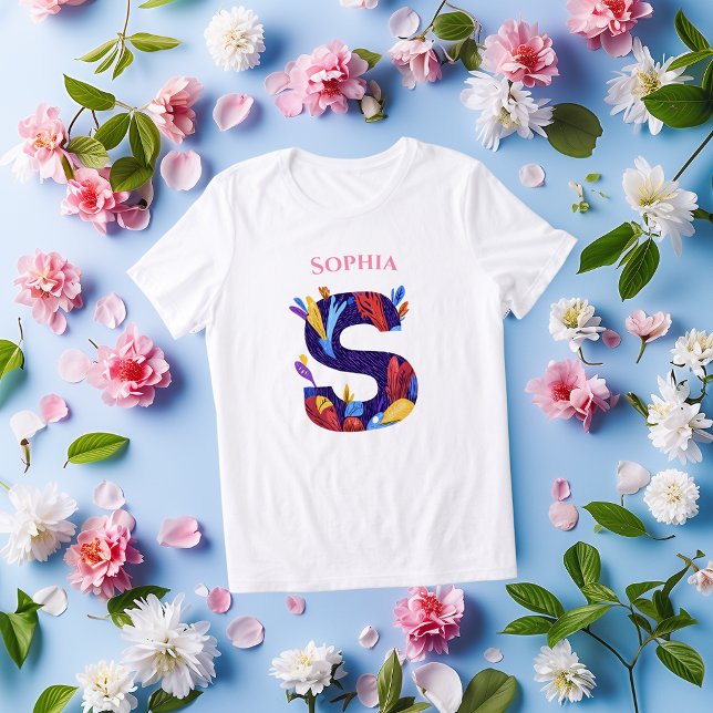 Camiseta Monograma - Letra S, Presente Artístico Vibrante (Criador carregado)