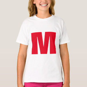 Camiseta Monograma Minimalista Moderno Vermelho Branco