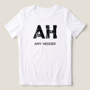 CAMISETA MONOGRAMA MINIMALISTA PRETO DE DUAS LETRAS NOME BR