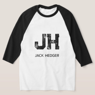 CAMISETA MONOGRAMA MINIMALISTA PRETO DE DUAS LETRAS NOME BR