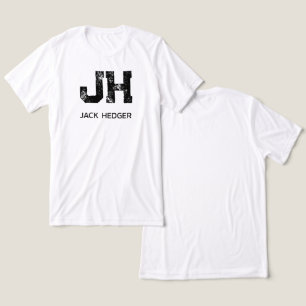 CAMISETA MONOGRAMA MINIMALISTA PRETO DE DUAS LETRAS NOME BR