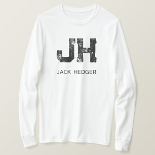 CAMISETA MONOGRAMA MINIMALISTA PRETO DE DUAS LETRAS NOME BR