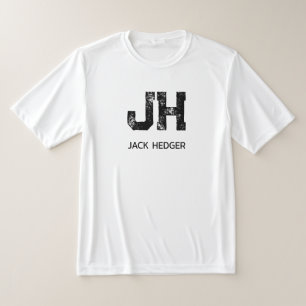 CAMISETA MONOGRAMA MINIMALISTA PRETO DE DUAS LETRAS NOME BR