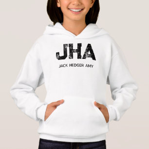 CAMISETA MONOGRAMA MINIMALISTA PRETO DE TRÊS LETRAS NOME BR