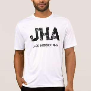 CAMISETA MONOGRAMA MINIMALISTA PRETO DE TRÊS LETRAS NOME BR