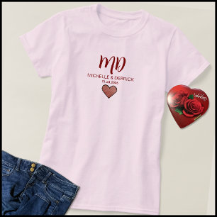 Camiseta Monograma Moderno em Vermelho Cereja Nome do Marid