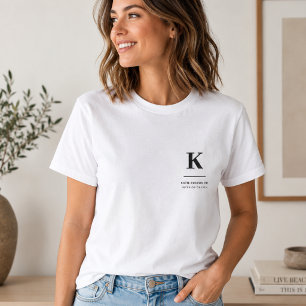 Camiseta Monograma Moderno Mínimo Preto e Branco