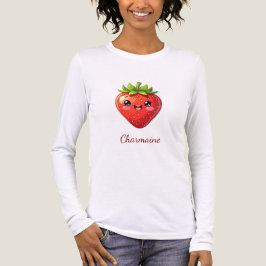 Camiseta Monograma morango kawaii fofo