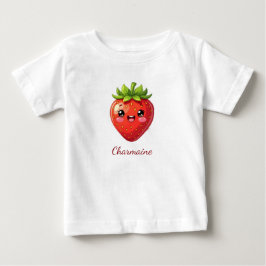 Camiseta Monograma morango kawaii fofo