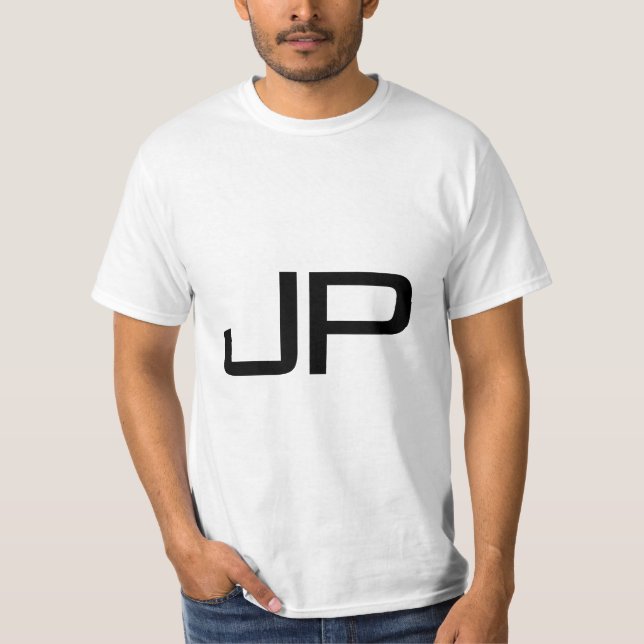 Camiseta Monograma Nome Inicial de Adição Ou Texto Mens Mod (Frente)