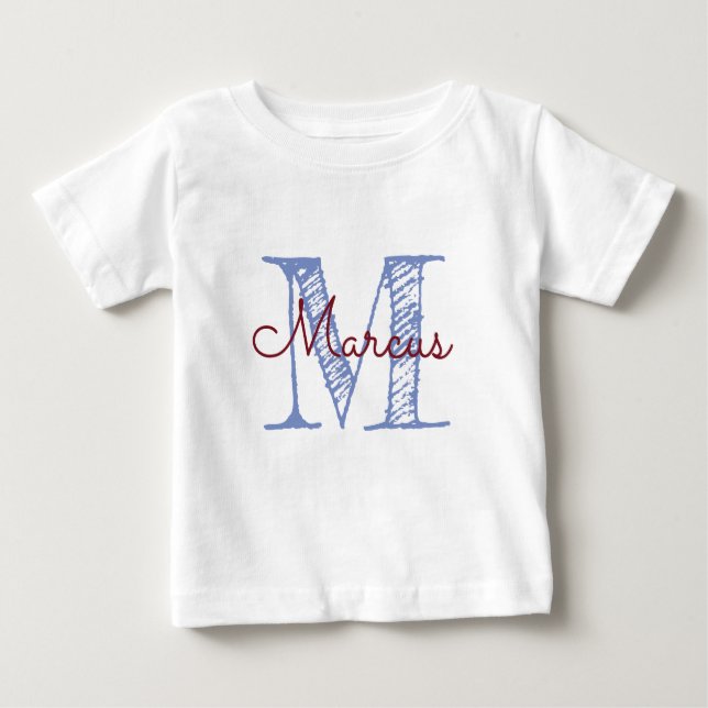 Camiseta Monograma Nome personalizado Baby Boy (Frente)