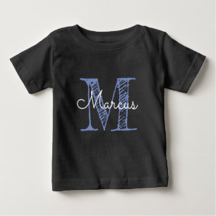 Camiseta Monograma Nome personalizado Baby Boy Black T Shir