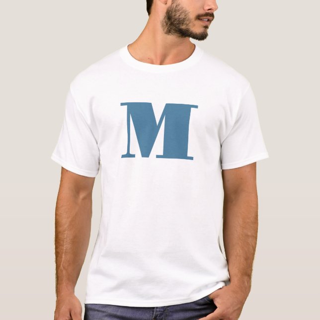 Camiseta Monograma, Pastel Azul Sólido, profissional minima (Frente)