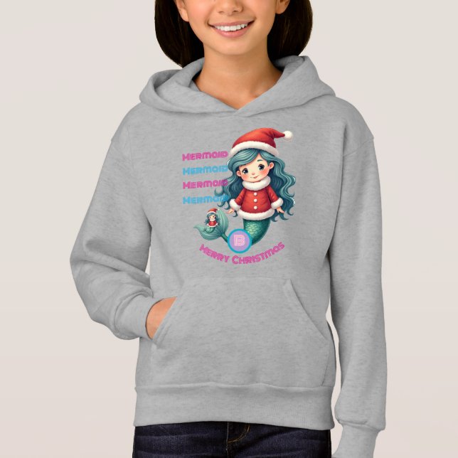 Camiseta Monograma - Pequena Sereia Bonita Celebra o Natal (Frente)