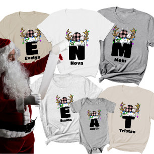 Camiseta Monograma personalizado com nome cor-de-rosa Natal