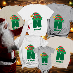Camiseta Monograma personalizado com o Natal da família Nam