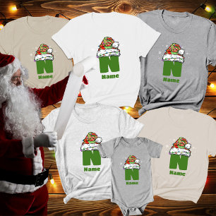 Camiseta Monograma personalizado com o Natal da família Nam
