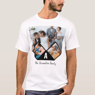 Camiseta Monograma personalizado da família de colagens de