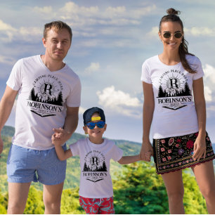 Camiseta Monograma personalizado de acampamento da família