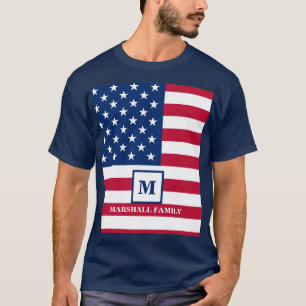 Camiseta Monograma Personalizado de Bandeira Americana 4 De