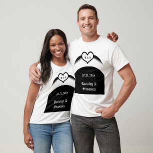 Camiseta Monograma Personalizado De Coração Alado Com Casam