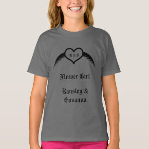 Camiseta Monograma Personalizado De Coração Alado Com Casam
