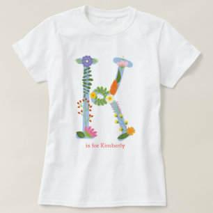 Camiseta Monograma Personalizado De Flor Whimsical (K)