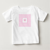 Monograma Personalizado de Listras Brancas e Rosa