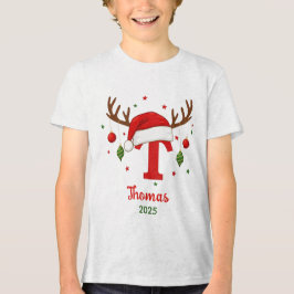 Camiseta Monograma Personalizado de Natal T Chapéu de Papai