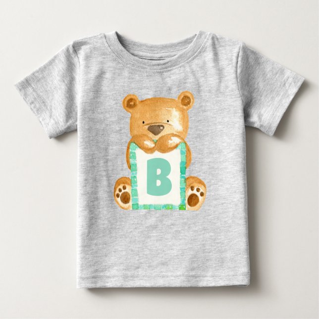 Camiseta Monograma Personalizado do Urso de Teddy (Frente)