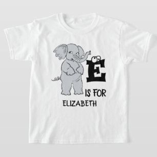 Camiseta Monograma personalizado E é para elefante colorido
