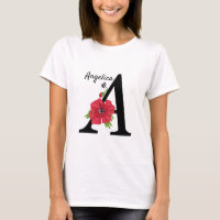 Monograma personalizado editável Uma flor vermelha