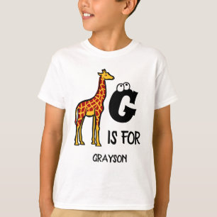 Camiseta Monograma personalizado G para girafas girafas gir