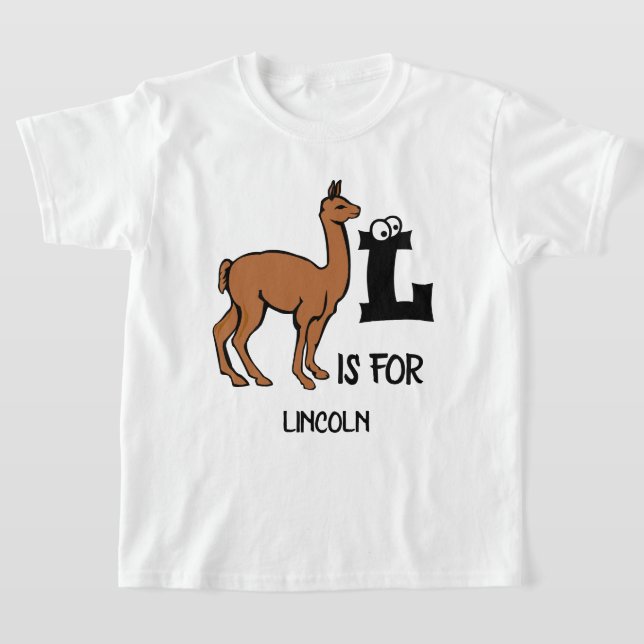 Camiseta Monograma personalizado L é para Llama adorável al (Postura )
